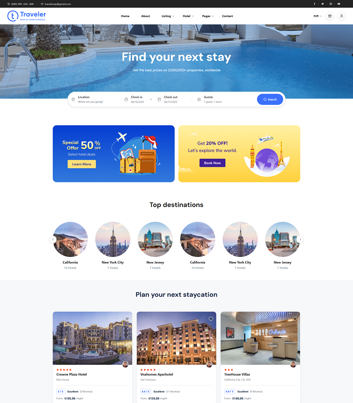 Web platforms for tour operators
