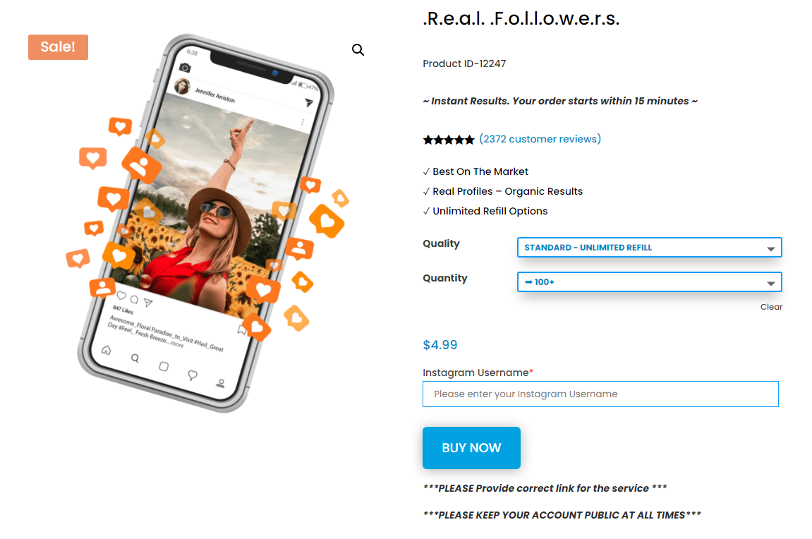 Product selection with custom fields