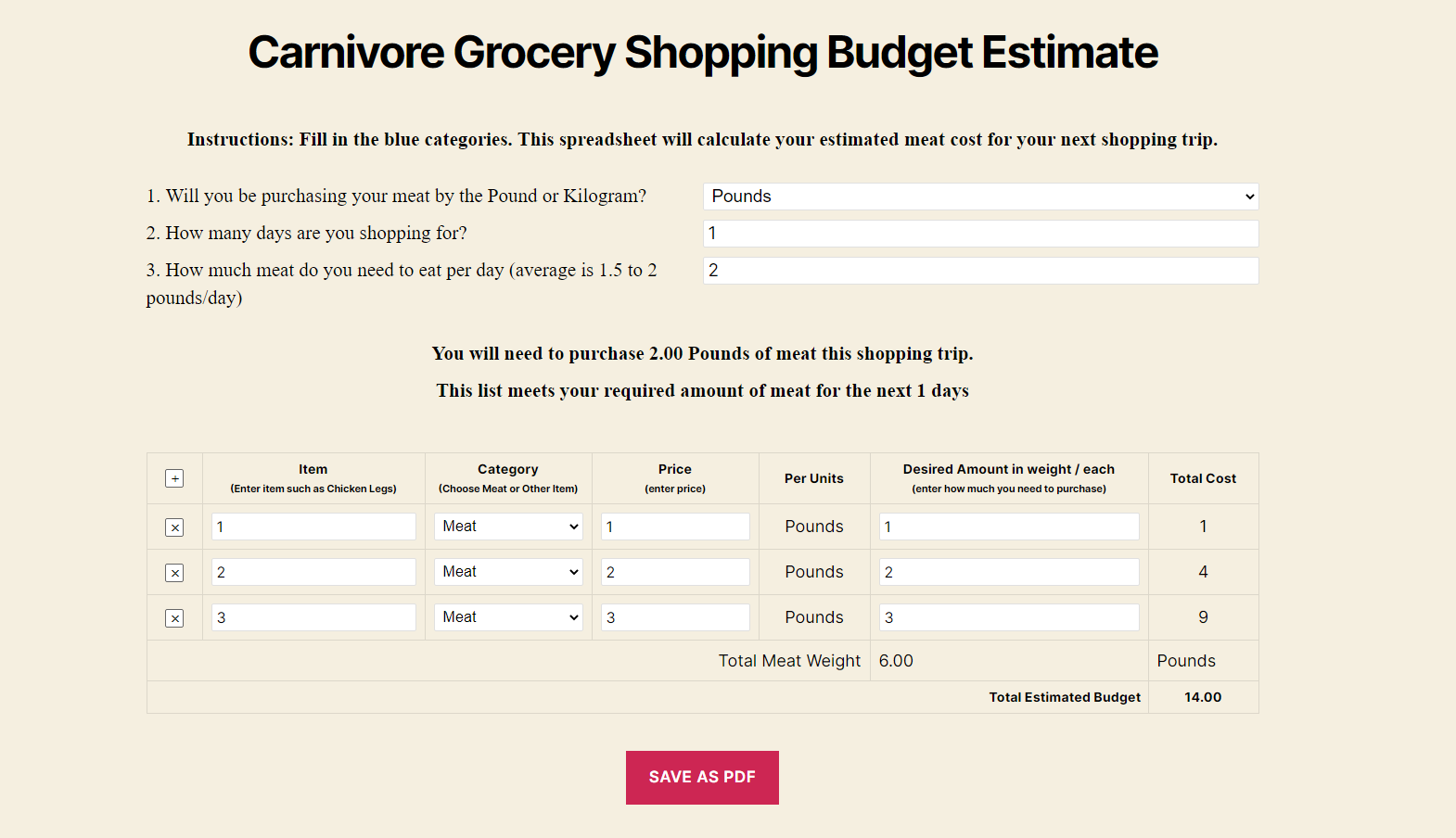 Final version of the calculator plugin with 'Save as PDF' button implemented