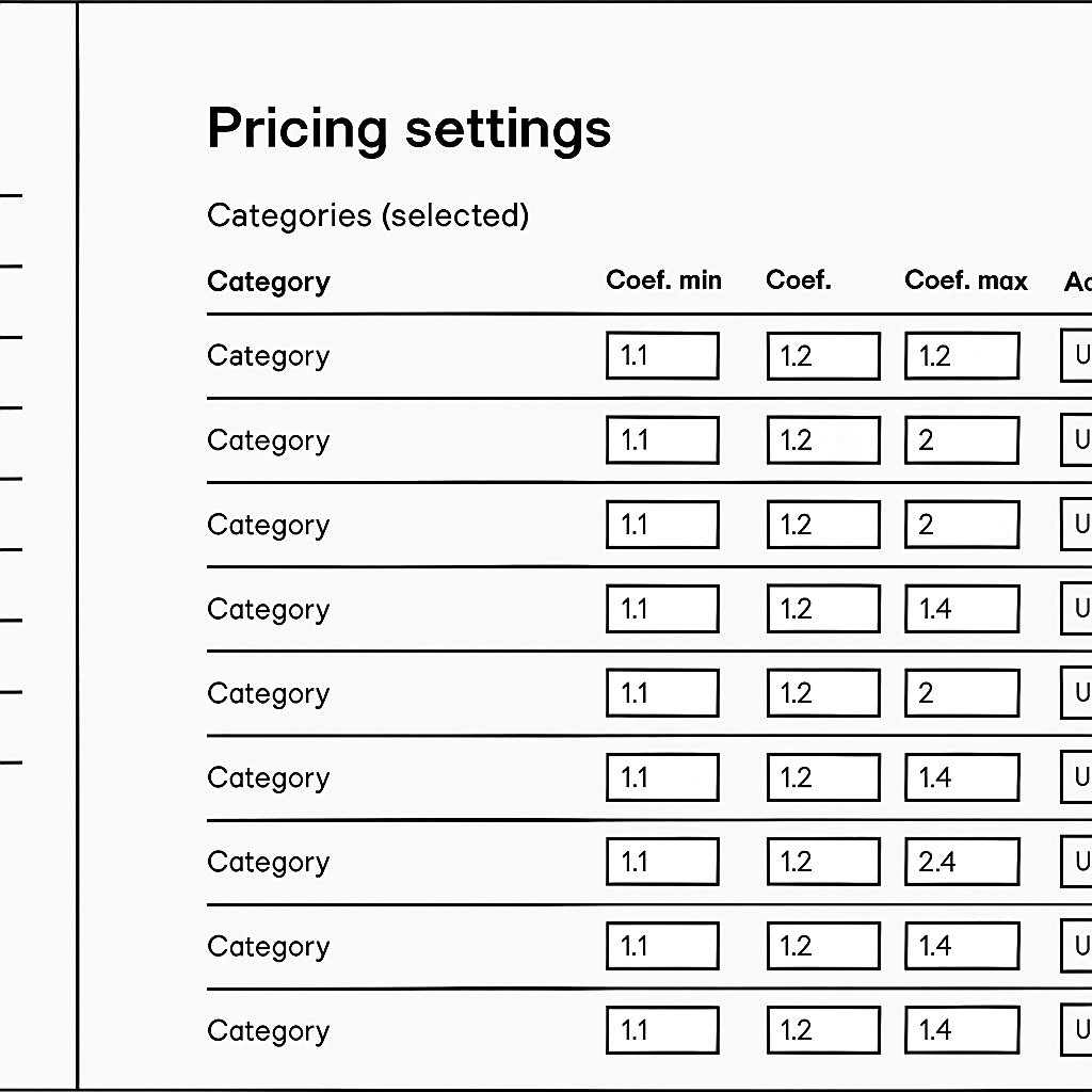 Pricing settings