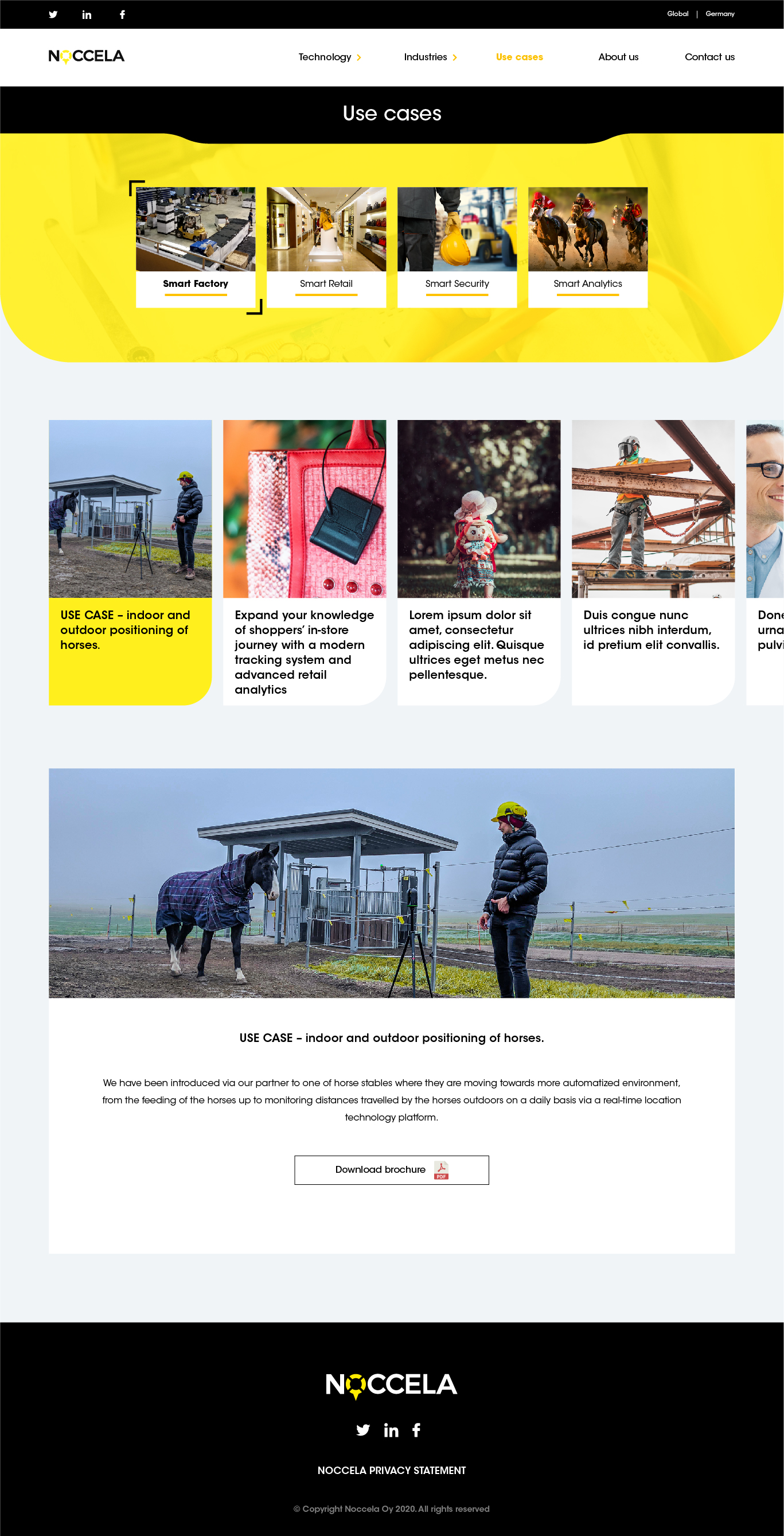 Use-case page with interactive cards and categories